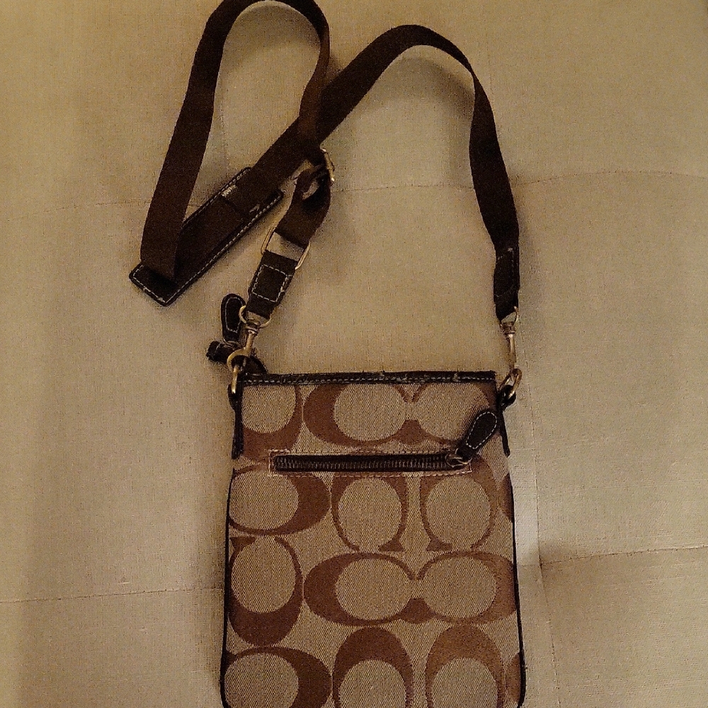 Coach Brown and Tan Logo Crossbody Bag